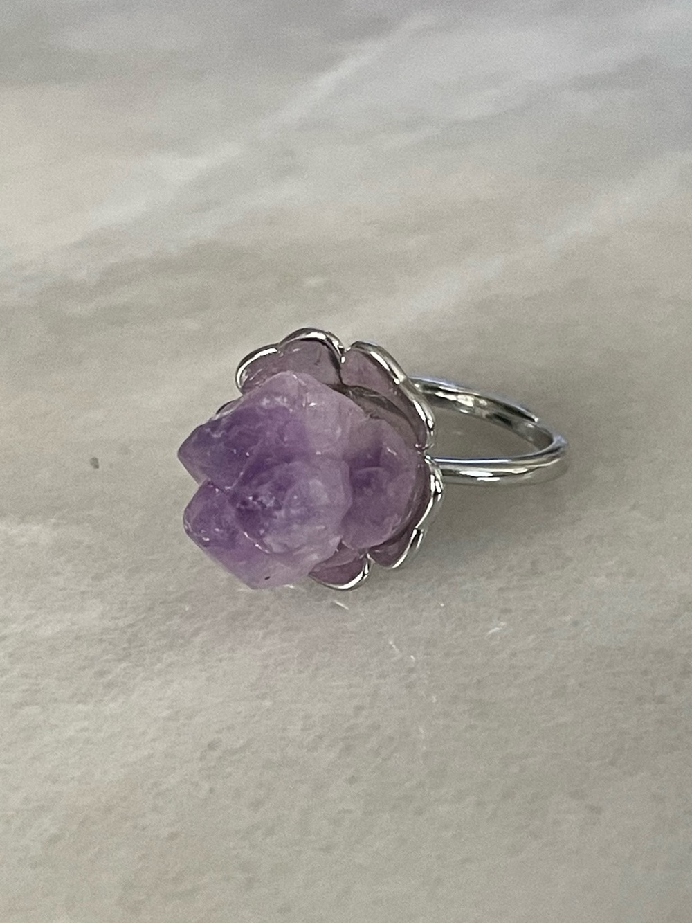 Raw Amethyst Silver Ring
